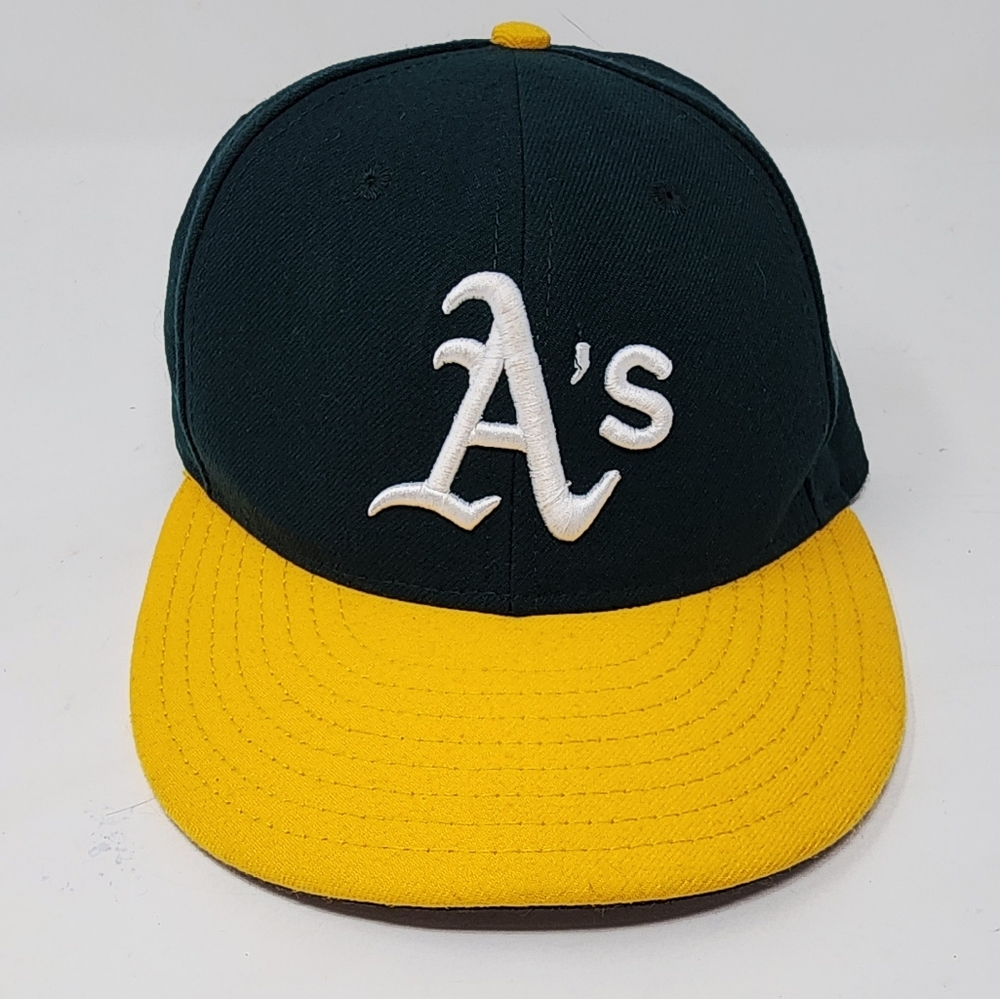 Oakland A's Vintage New Era 59fifty Official On Field Cap Green Fitted Sz 7